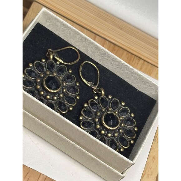 Premier Designs Vintage-Style Bronze & Black Beaded Dangle Earrings With Leverba - Picture 7 of 7
